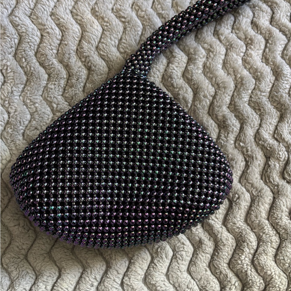 Iridescent Beaded Handbag (purple/blue)